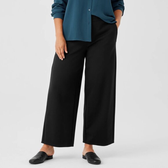Eileen Fisher Wide Leg Ponte Pants Womens XL Blue Washable Pull On Ankle - Picture 1 of 7